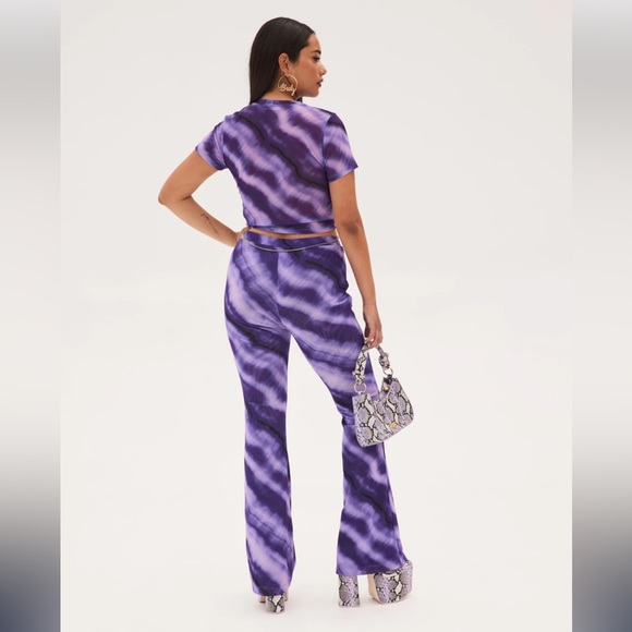 Cult Gaia X Bratz Revolve Flare Snakeskin Pants Sharidan Dusty Grape Large - Picture 2 of 8